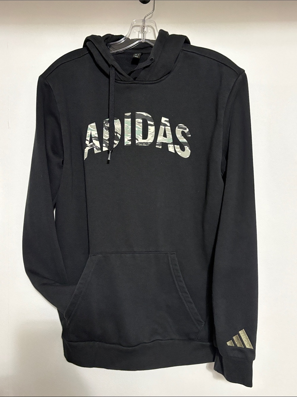 adidas Black Hoodie with Camo Logo Print